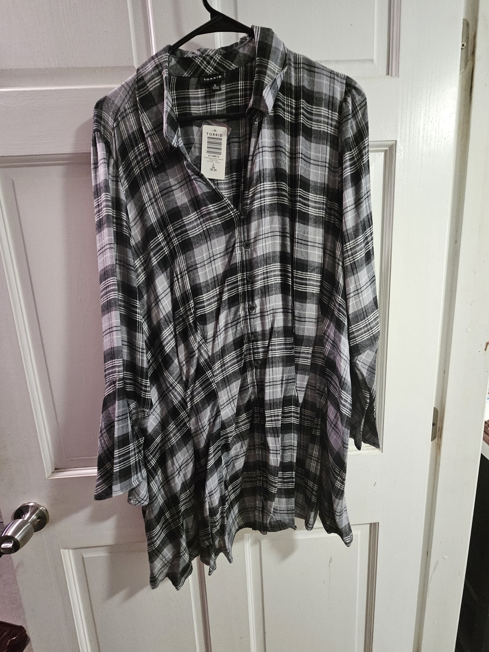 torrid Black & White Plaid Button-Down Tunic Shirt
